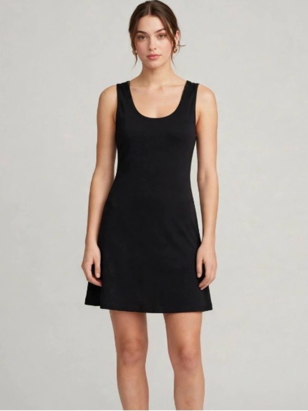 Everyday Scoop Neck Black Tank Dress